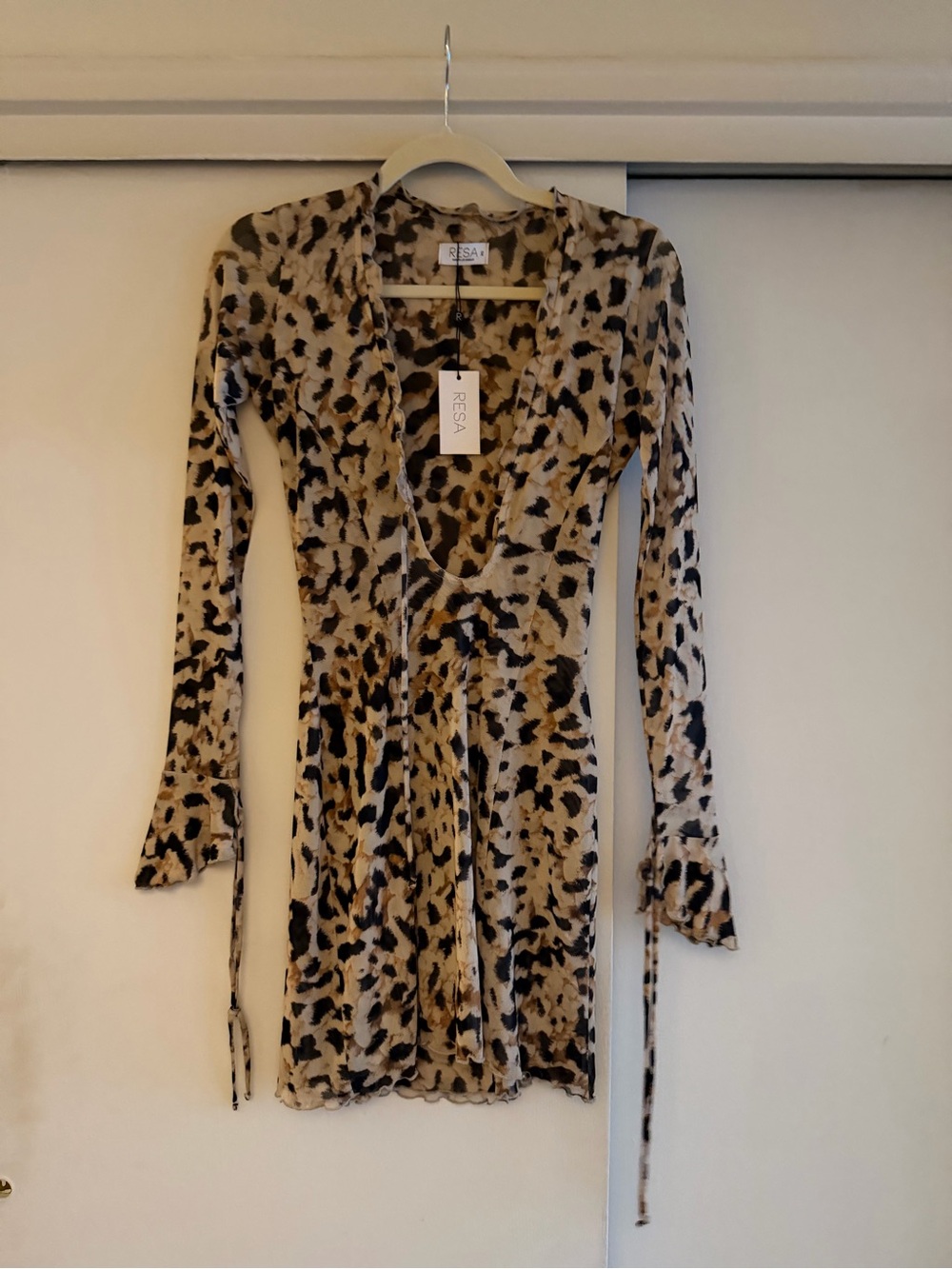 RESA Animal Print Wrap Dress - Beige & Black